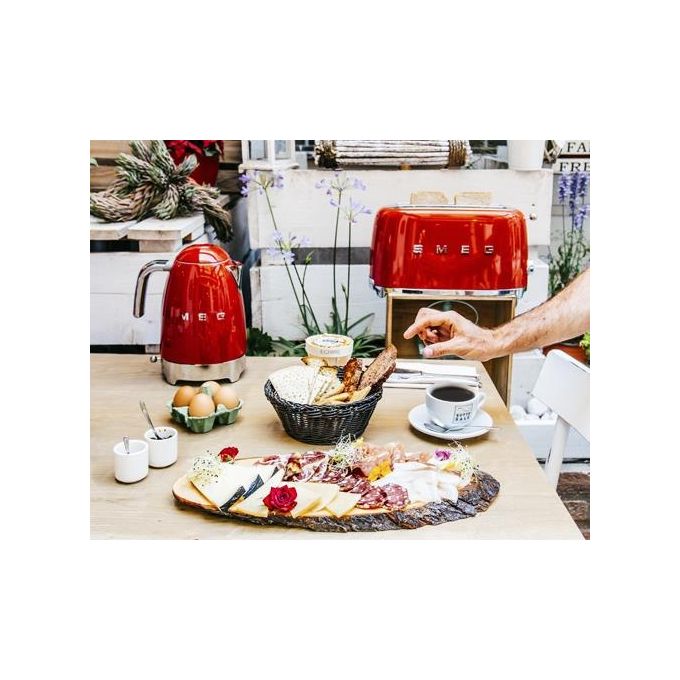 Smeg TSF02RDEU Estetica 50's Style Tostapane 4 Fette 6 Livelli di Doratura Rosso