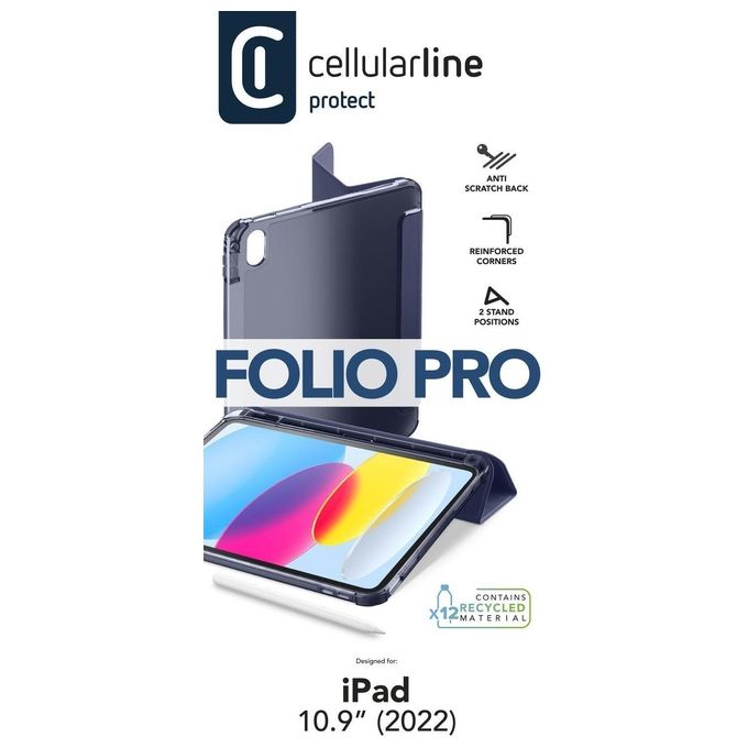 Cellula Line Folio Cover per iPad 10.9'' (2022) Custodia per tablet con funzione stand Blu