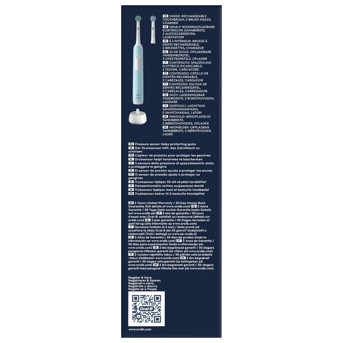 Oral B spazzolino elettrico ricaricabile series 1 blu con timer e 2 testine
