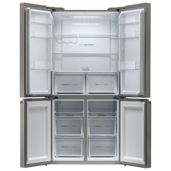 Haier HCR5919ENMM Frigorifero Americano Side by Side 643 Litri Classe E No Frost colore New Platinum Inox Cube 90 Serie 5