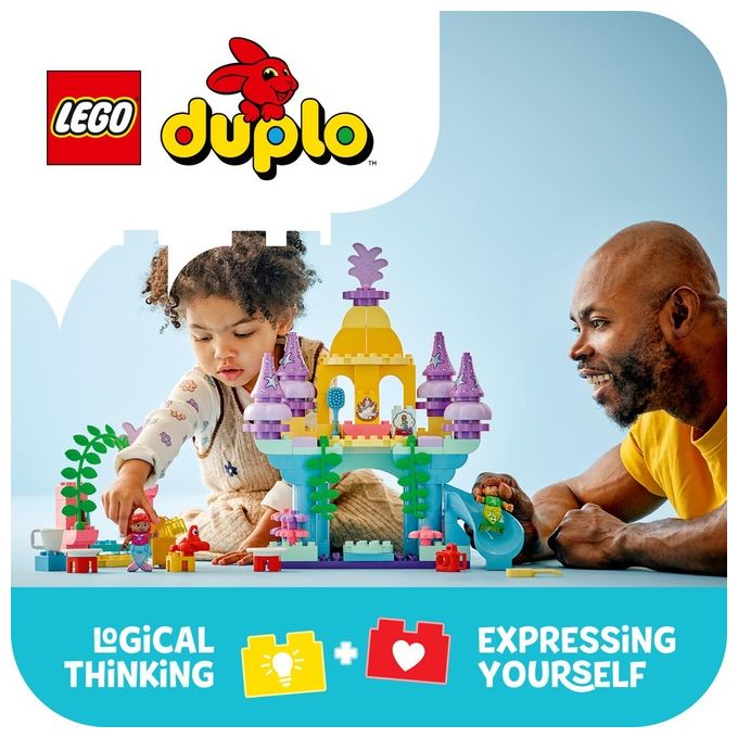 LEGO DUPLO Disney Il Magico Palazzo Sottomarino di Ariel Giochi Educativi per Bambine e Bambini da 2 Anni Castello Giocattolo della Sirenetta da Costruire e Ricostruire con Personaggi 10435