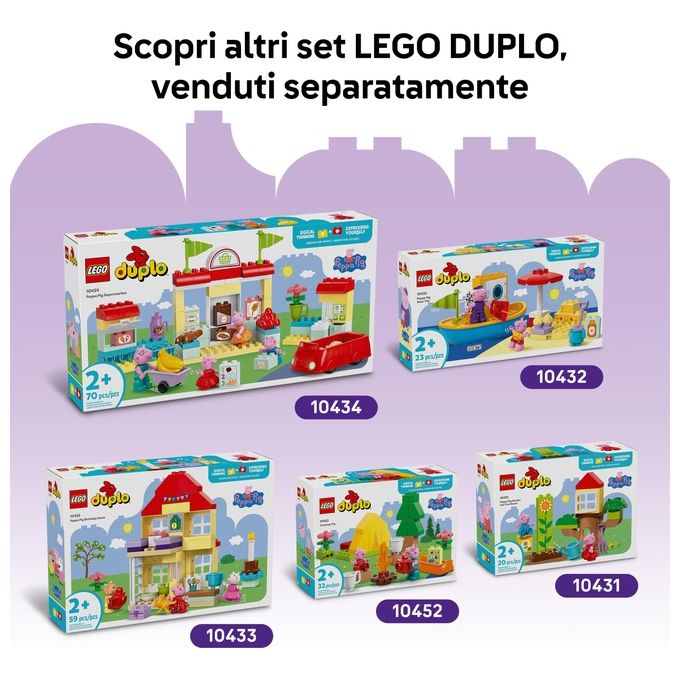 LEGO DUPLO Il Giardino e la Casa sull'Albero di Peppa Pig Giochi Educativi per Bambine e Bambini da 2 Anni Playset Creativo con Personaggi e Accessori Giocattolo Idea Regalo di Compleanno 10431