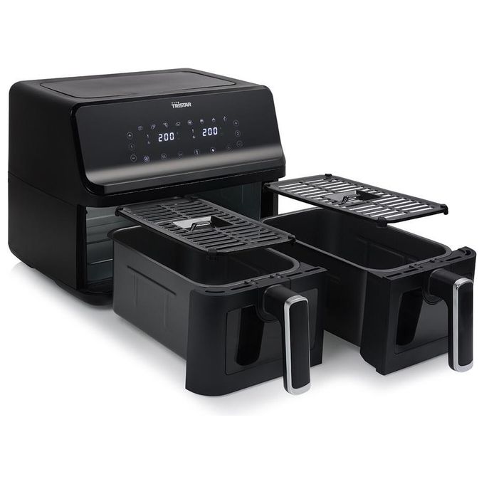 Tristar FR-9040 - Friggitrice ad aria 8 L, 2700 W, 8 programmi preimpostati, Display LCD, Tecnologia a doppio cestello, Nero