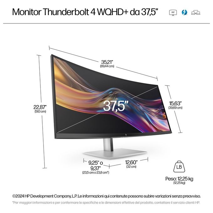 HP Series 7 Pro Monitor Serie 7 Pro WQHD Thunderbolt 4 da 37.5'' 738pu