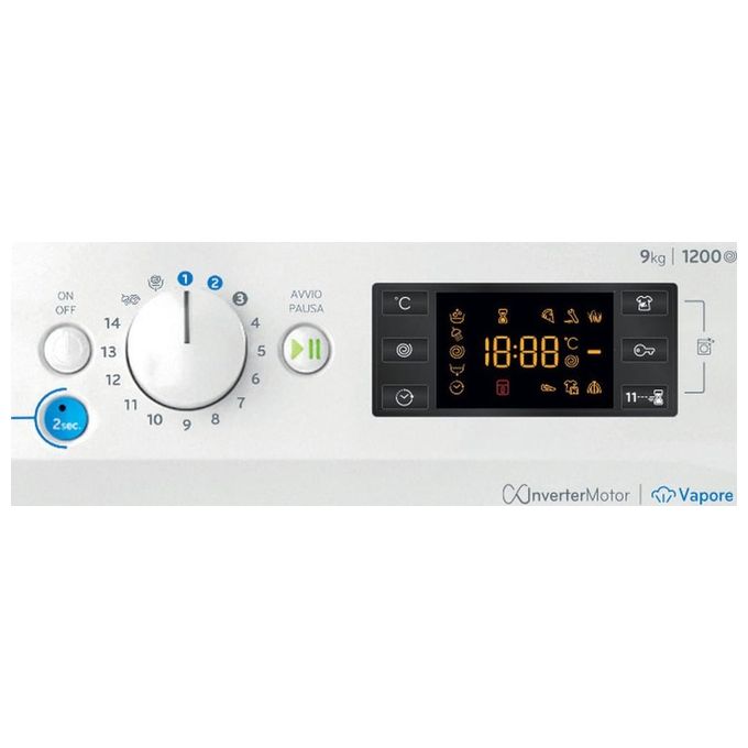 Indesit BWE 91296X WV IT Lavatrice Frontale 9 Kg 1200 rpm Classe A Motore Inverter Partenza Ritardata 16 Programmi (85x60x63 cm) colore Bianco