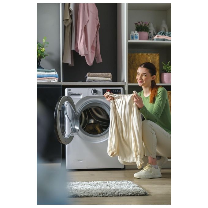 Hoover H3WPS4376TAMB6-S H-Wash 350 Lavatrice Slim 7 Kg 1300 rpm Classe A Inverter Vapore Wi-Fi (85x60x44 cm) colore Bianco
