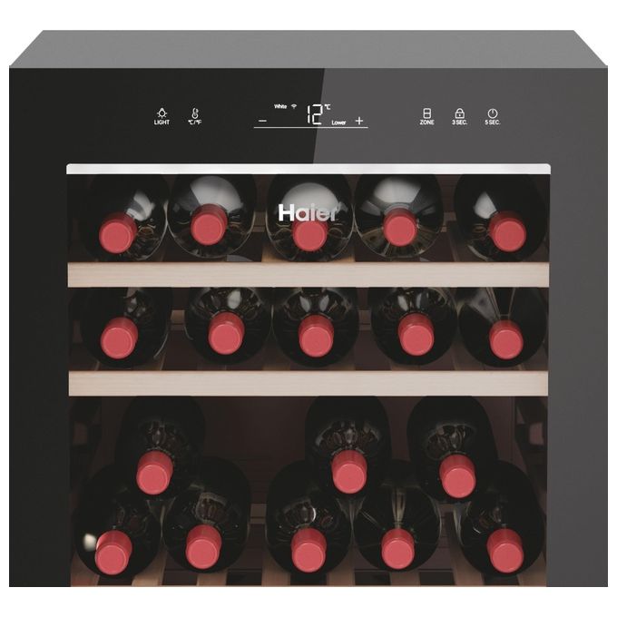 Haier Wine Bank 50 Serie 7 HWS77GDAU1 Cantinetta Vino con Compressore Libera Installazione Nero 77 Bottiglie