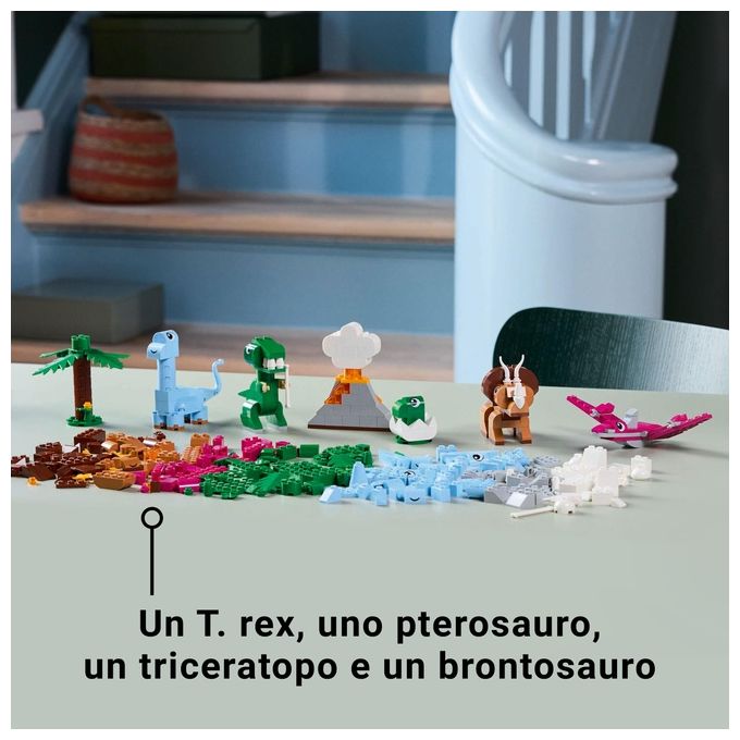 LEGO 11041 Dinosauri Creativi Set di Costruzioni con 450 Pezzi per Bambini 5+ Anni con T. rex Triceratopo Pterosauro Brontosauro e Cucciolo nell'uovo colore Multicolore