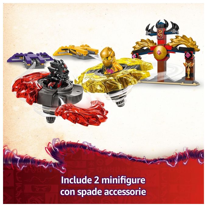 LEGO NINJAGO Battle Pack Draghi dello Spinjitzu - 2 Trottole Giocattolo Tempio Costruibile Elementi di Potere e 2 Minifigure Giochi per Bambini e Bambine da 6 Anni da La Rivolta dei Draghi 71826