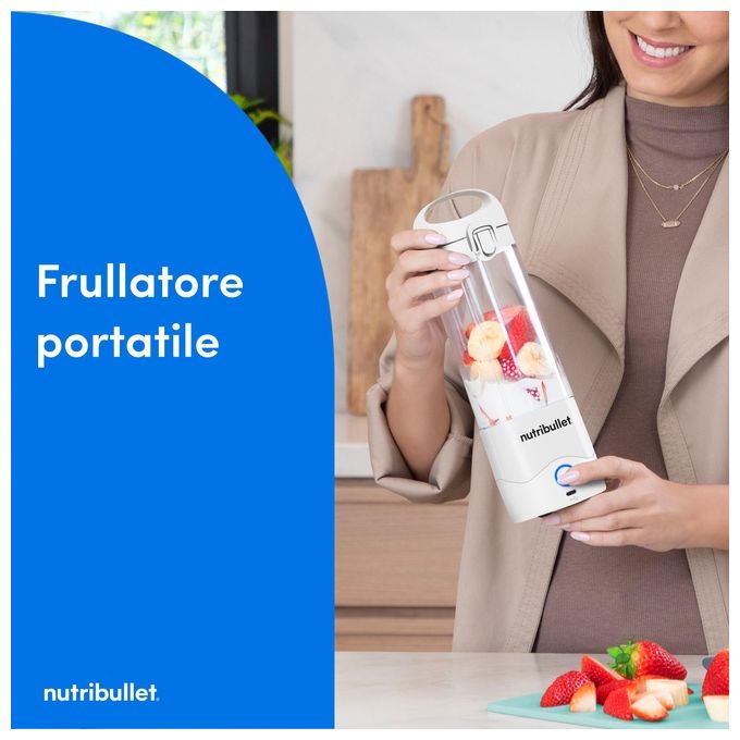 Nutribullet NBP003W Frullatore Portatile Tritatutto 475 ml Caricatore USB-C Bianco
