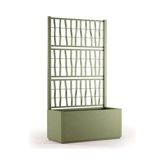 Stefanplast STF1192 Ethica Fioriera Rettangolare con Spalliera 80x36 cm 140 cm 80 L Plastica Riciclata 100% UV colore Verde Oliva