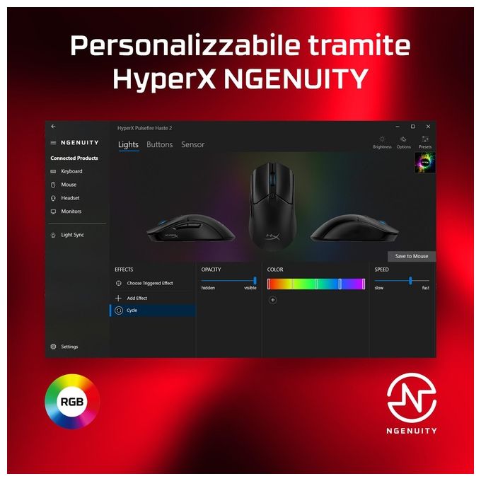 HP HyperX Pulsefire Haste 2 Mouse da Gaming Nero