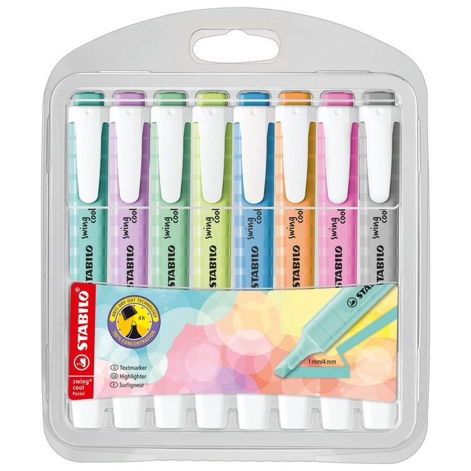 Stabilo Confezione 8 Evidenziatori Swing Pastel Wallet
