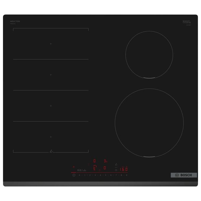 Bosch Serie 6 PIX631HC1E Piano cottura a induzione in vetroceramica 60 cm 1 zona Flex e 2 standard PerfectFry Plus DirectSelect Home Connect Nero