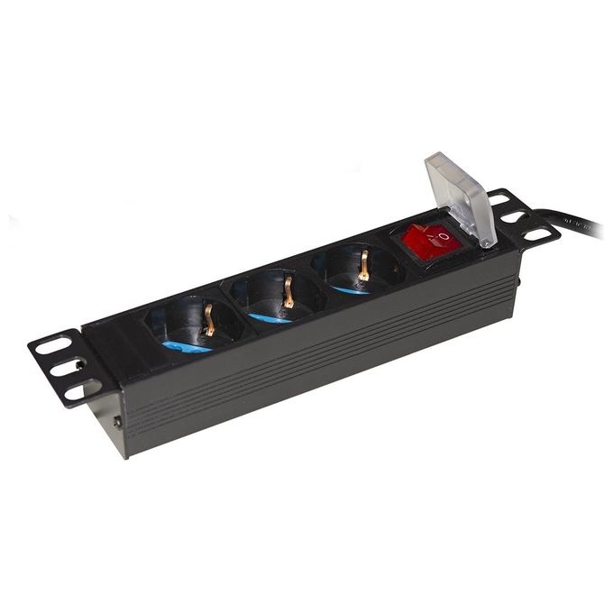 Link Multipresa 3 Prese Ita-Schuko per Armadi 10'' con Cavo Spina Italiana e Interruttore