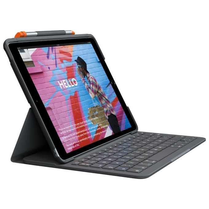 Logitech Slim Folio Custodia Tastiera Bluetooth QWERTY Spagnola Grafite per Apple 10.2'' iPad