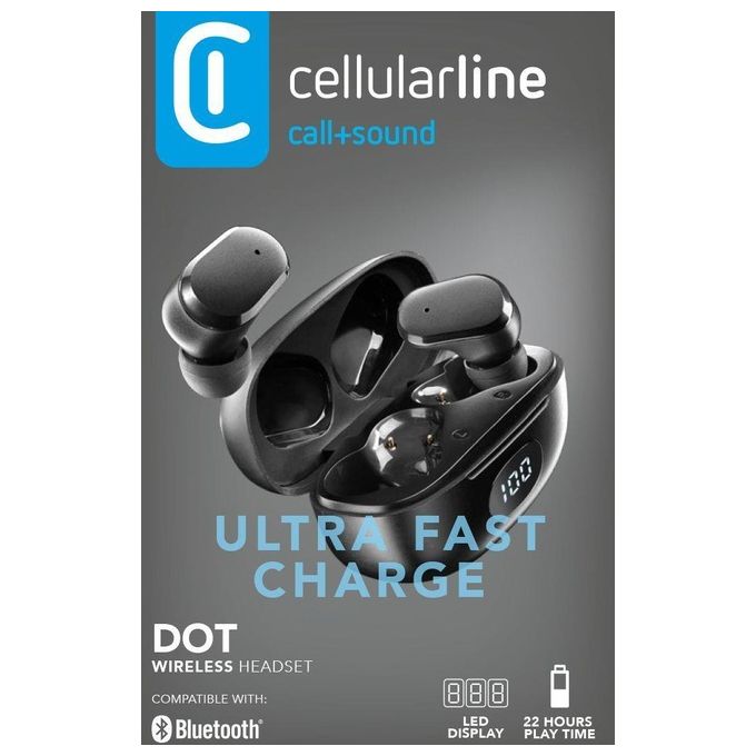 Cellular Line Auricolare Bluetooth TWS DOT Nero