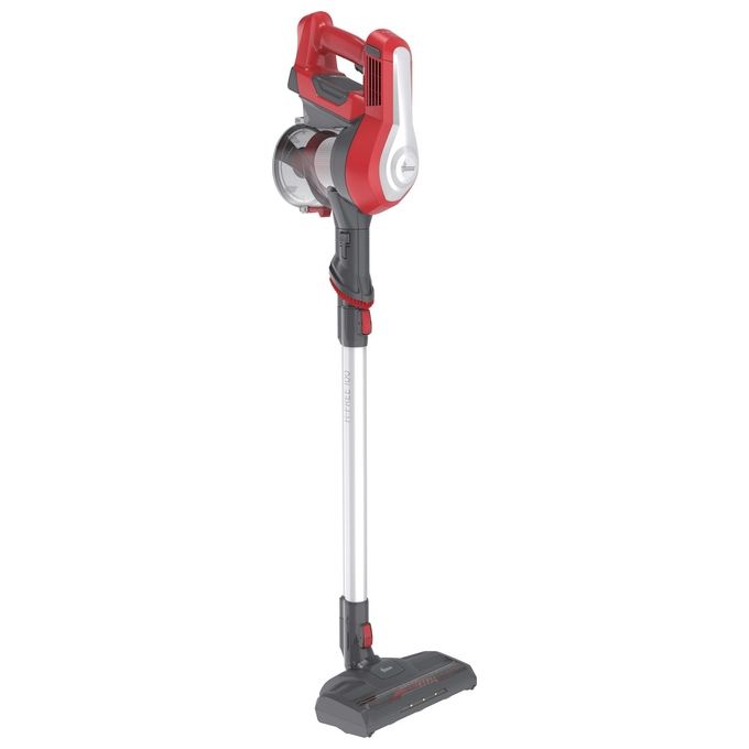 Hoover HF122RH 011 H-Free 100 – Scopa elettrica senza filo e senza sacco, capacita' 0,9 L, autonomia fino a 40 minuti, 2 velocita', sistema ciclonico, accessori inclusi, colore Argento-Rosso