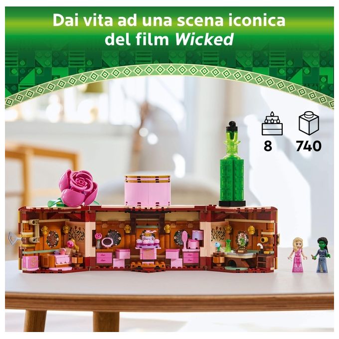 LEGO Wicked 75683 - Dormitorio di Glinda and Elphaba, Set da 740 pezzi con Minidoll Day and Night, Accessori, Valigetta Decorativa, Eta' 8+