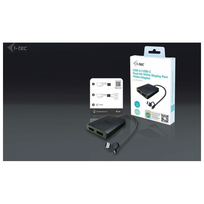 I-Tec USB-A-USB-C Dual 4K-60 Hz DisplayPort Video Adapter
