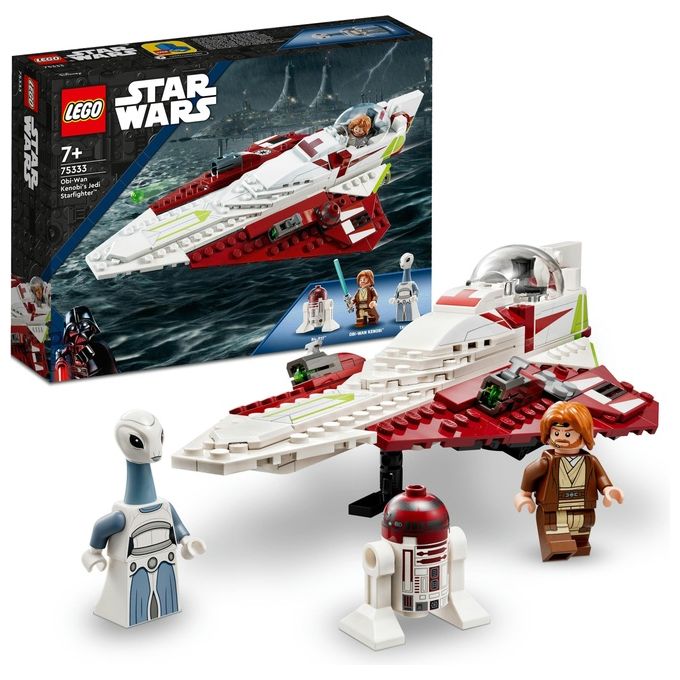 LEGO Star Wars 75333 Jedi Starfighter di Obi-Wan Kenobi, Set l'Attacco dei Cloni con Droide e Minifigure Taun We, Spada Laser