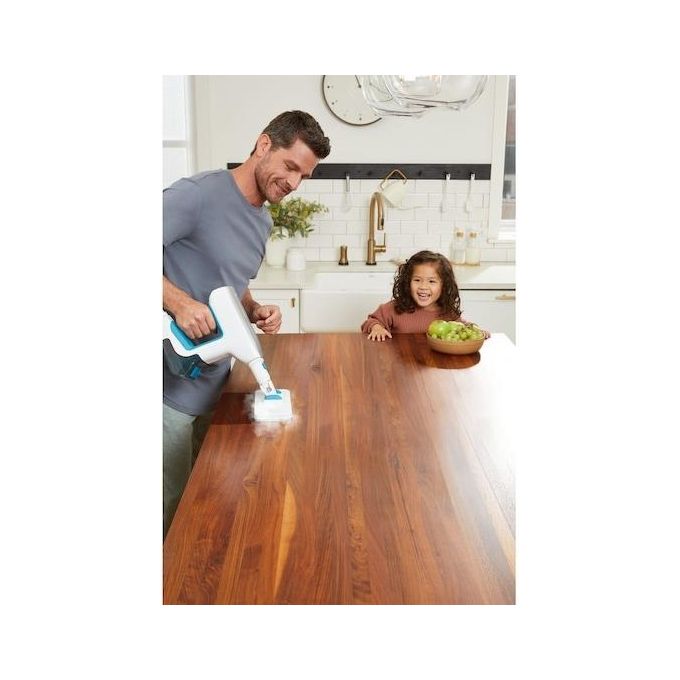 Black+Decker BHSM15FX08 – Pulitore a vapore 2 in 1, capacita' serbatoio 0.5 L, Potenza 1500 W, Pressione vapore elevata, Autonomia fino a 20 min, Kit estensione incluso, Colore Bianco-Arancio