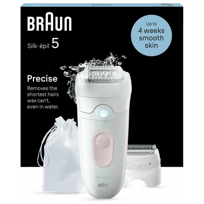 Braun Silk-Epil 5 Epilatore Elettrico 28 Pinze Wet and Dry Rullo Massaggiante