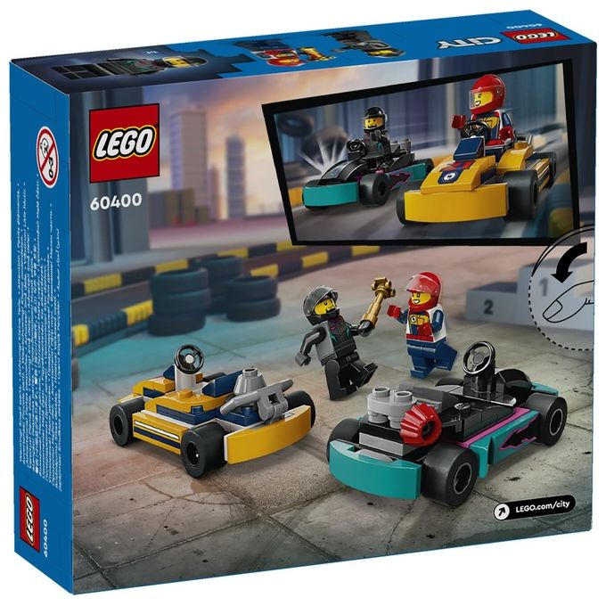 LEGO City 60400 Go-Kart e Piloti 60400-LEGO Modellini da Costruire di Mini Go Kart da Corsa Veicoli Giocattolo per Bambini di 5+ Anni