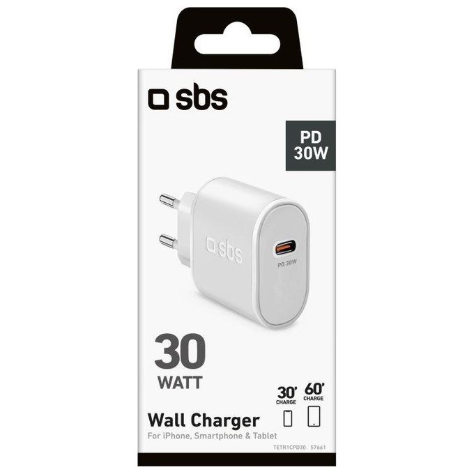 Sbs Caricabatterie Wall Charger 30W Bianco