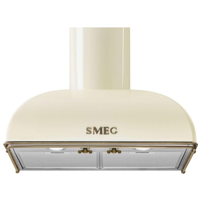 Smeg KS59POE2 Estetica Coloniale Cappa a Parete Aspirante Classe energetica A 3 Velocita' + Intensiva 820 m3-h Illuminazione LED 60 cm Panna