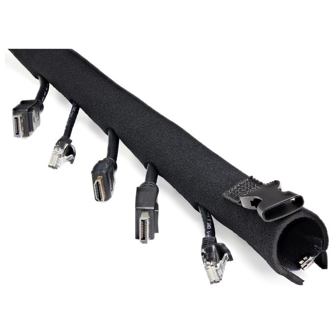 StarTech.com Guaina Flessibile per la Gestione dei Cavi in Neoprene da 1mt con Cerniera e Fibbia Nero