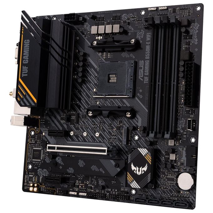 ASUS TUF GAMING B550M-E WIFI, Scheda madre gaming AMD B550 (Ryzen AM4) micro ATX, PCIe 4.0, 2x M.2, Intel Wi-Fi 6, DP, HDMI, D-Sub, USB 3.2 Gen 1 Type-C, USB 3.2 Gen 2, BIOS FlashBack, Aura Sync RGB
