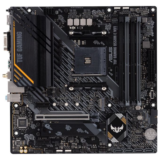 ASUS TUF GAMING B550M-E WIFI, Scheda madre gaming AMD B550 (Ryzen AM4) micro ATX, PCIe 4.0, 2x M.2, Intel Wi-Fi 6, DP, HDMI, D-Sub, USB 3.2 Gen 1 Type-C, USB 3.2 Gen 2, BIOS FlashBack, Aura Sync RGB