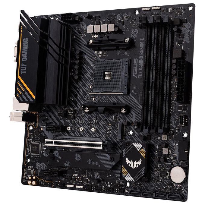 ASUS TUF GAMING B550M-E Scheda Madre Gaming micro ATX con supporto AMD B550 e tecnologia PCIe 4.0 per prestazioni elevate