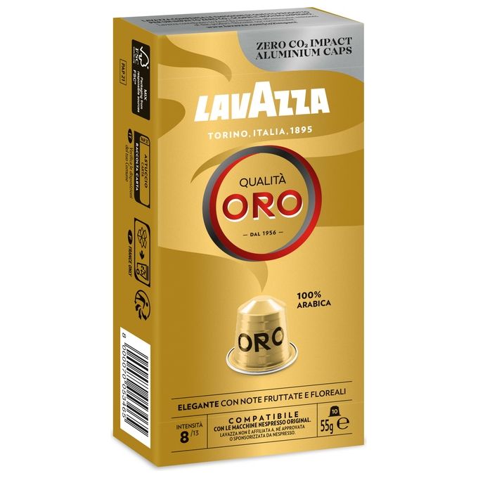 Lavazza 7001 Qualita' Oro Capsule Caffe' Compatibili Nespresso 100% Arabica Intensita' 8 10 pz colore Oro