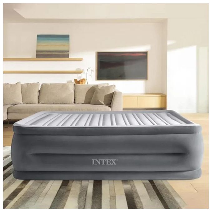 Intex Materasso Dura-Beam Comfort Plush Matrimoniale 152x203x56 Grigio per Piscine e Campeggio