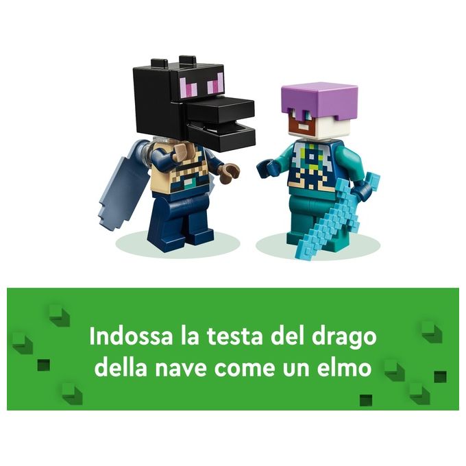 LEGO Minecraft L'Enderdrago e la Nave dell'End Giocattolo del Bioma con Drago Personaggi Mob e Accessori Giochi d'Avventura per Bambini e Bambine da 8 Anni Idea Regalo Fan del Videogioco 21264