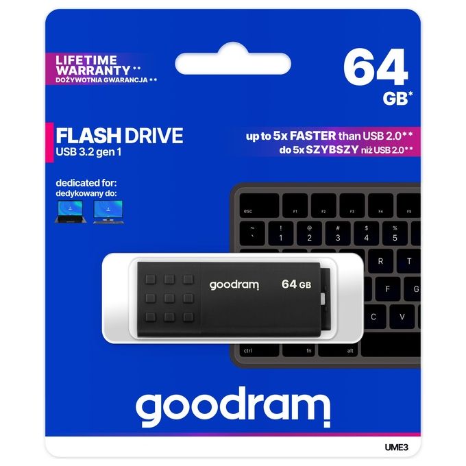 Goodram UME3 Unita' Flash Usb 64Gb Usb Tipo A 3.2 Gen 1 Nero