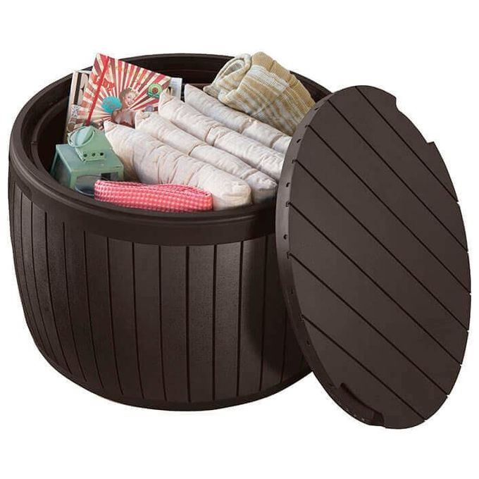 Keter Tavolino contenitore CIRCA WOOD in resina 67X67X43,5h - 140 LT marrone
