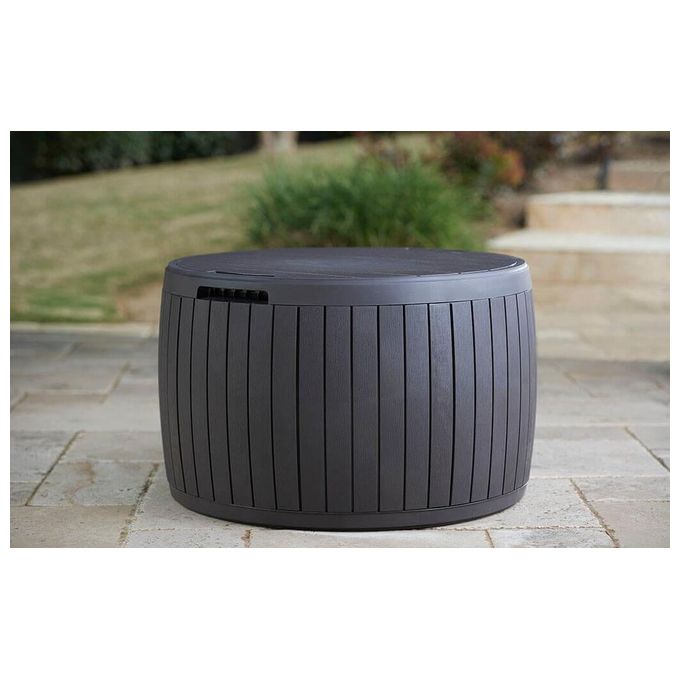 Keter Tavolino contenitore CIRCA WOOD in resina 67X67X43,5h - 140 LT marrone