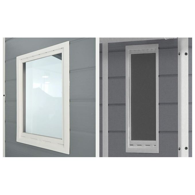 Keter 245104 Manor Pent Casetta da Giardino in Resina Tetto a Una Falda Pavimento Incluso 183,5x185x200 cm colore Grigio
