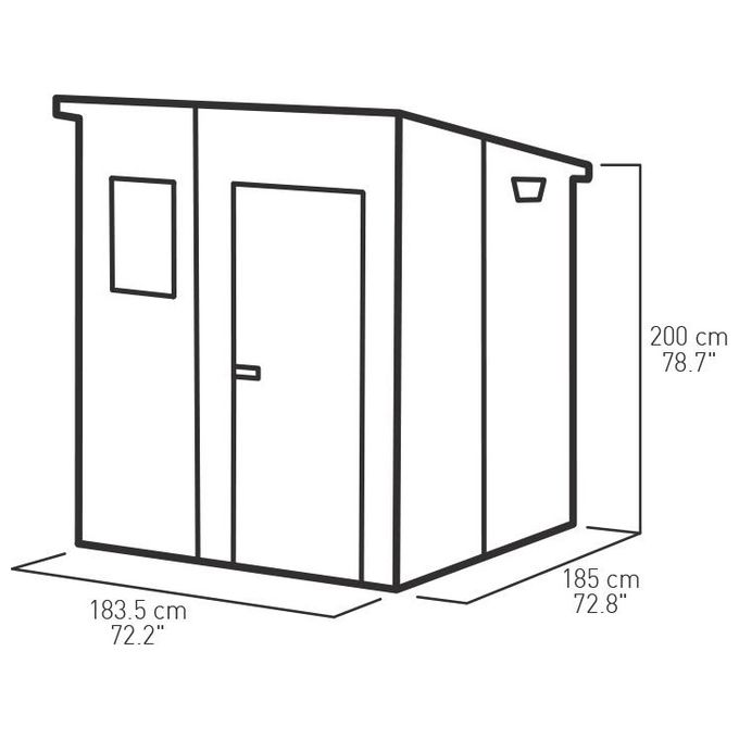 Keter 245104 Manor Pent Casetta da Giardino in Resina Tetto a Una Falda Pavimento Incluso 183,5x185x200 cm colore Grigio