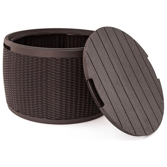 Keter Tavolino contenitore CIRCA RATTAN in resina 67X67X43,5h - 140 LT marrone