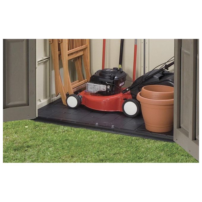 Keter K209875 Factor Casetta da Giardino in Resina 256.5x255x243 cm Pavimento e Mensole Incluse colore Beige