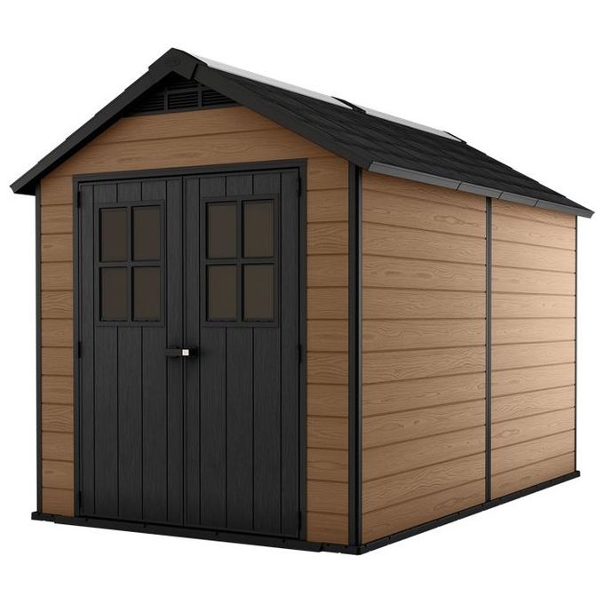 Keter Casetta da Giardino Newton 7511 in Resina e Legno 228x350x252h Marrone