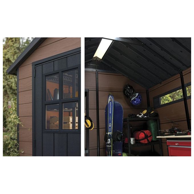 Keter Casetta da Giardino Newton 7511 in Resina e Legno 228x350x252h Marrone
