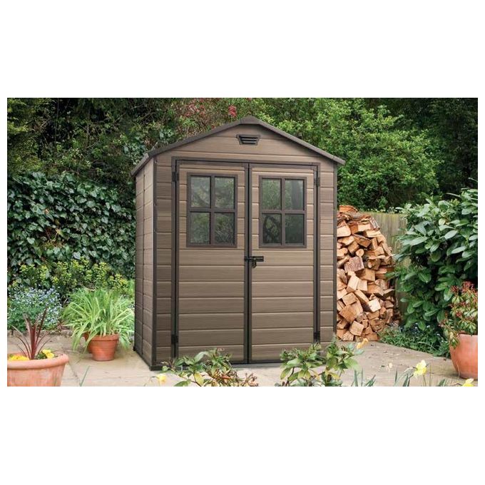 Keter Casetta da Giardino Box Portattrezzi da esterno SCALA 6X5 DD in resina 185x152x226h noce