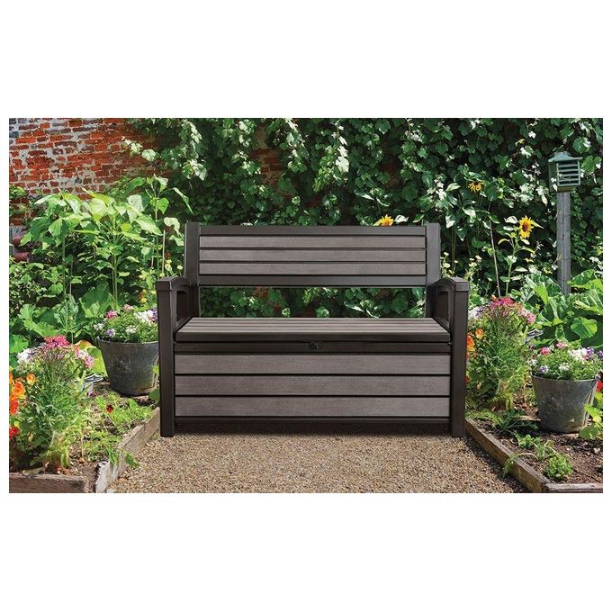 Keter cassapanca hudson bench in resina 132,7x63,5x89,5h capacita' 227 litri colore grafite