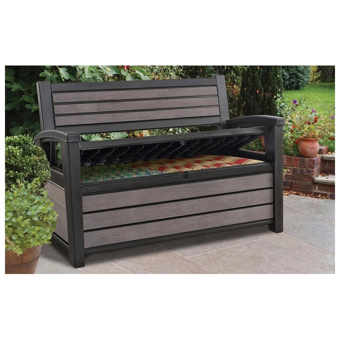 Keter cassapanca hudson bench in resina 132,7x63,5x89,5h capacita' 227 litri colore grafite