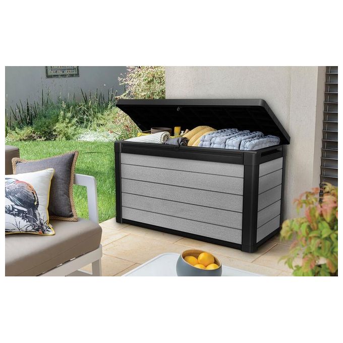 Keter Baule Da Giardino Denali In Resina 122,9X62,1X70,6H 380 Litri Grigio Design Elegante e Resistente per Esterni